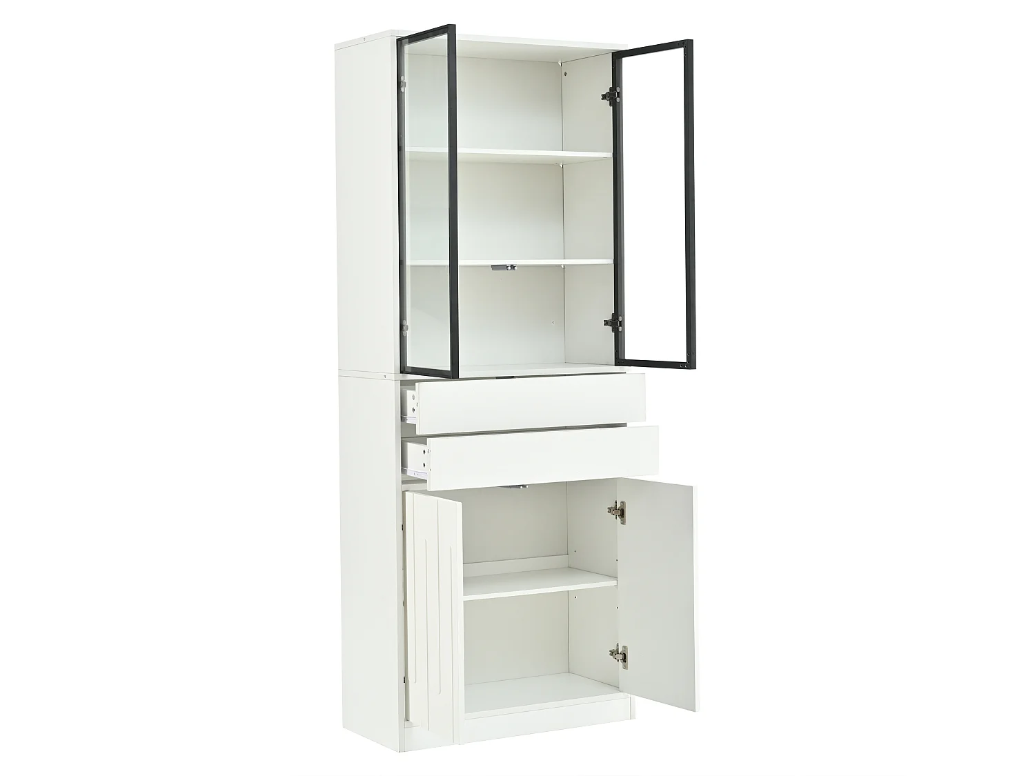 Parrot Uncle Vitrine d'exposition à LED haute, 70 × 34 × 180 cm, blanc mat, vitrine de rangement et d'exposition pour la maison
