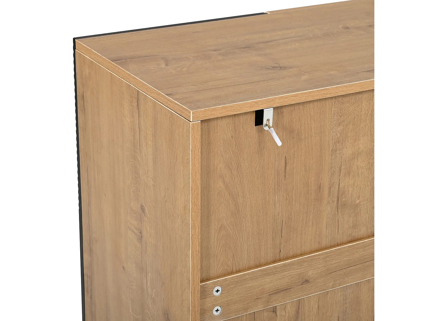 Parrot Uncle Buffet 160x40x80 cm, 4 portes et 3 tiroirs, pieds en métal, effet bois et noir, meuble de rangement