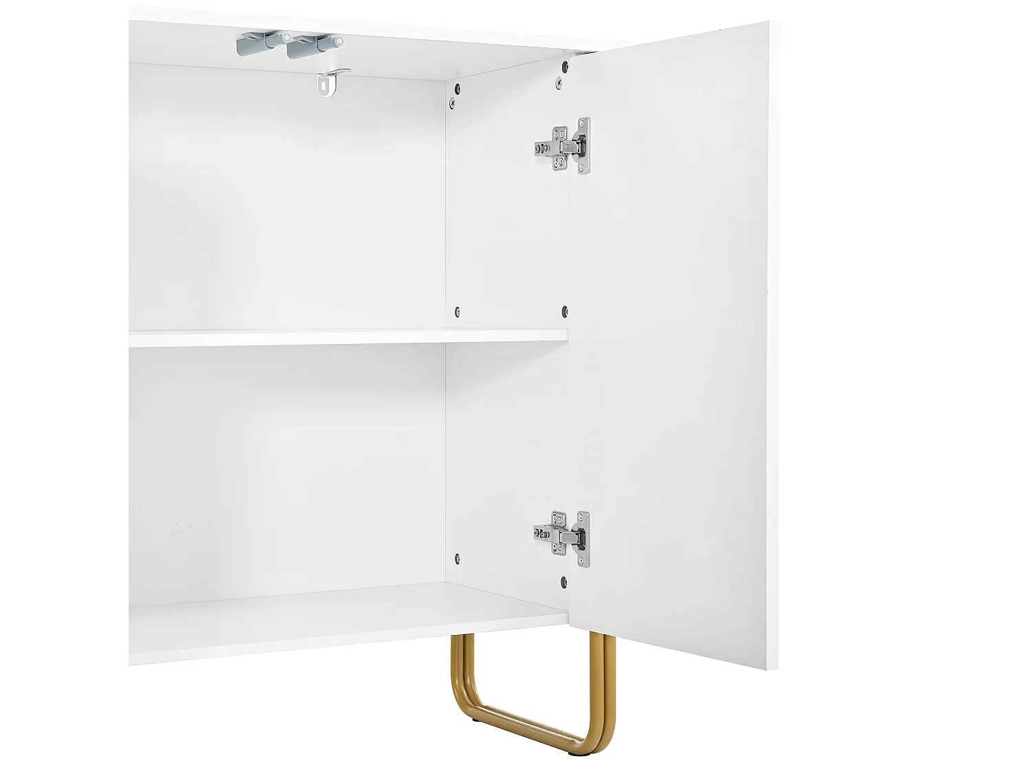 Parrot Uncle Bahut 4 portes avec étagères, meuble de rangement en MDF, pieds métal, Push-to-Open, 160 × 35 × 80,5 cm