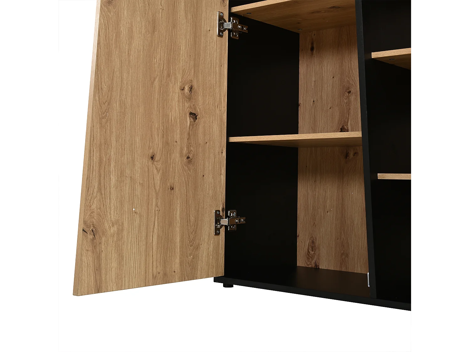 Parrot Uncle Vitrine avec LED, meuble de rangement haut 80 x 35 x 139,5 cm, portes, étagères en verre réglables, noir et bois