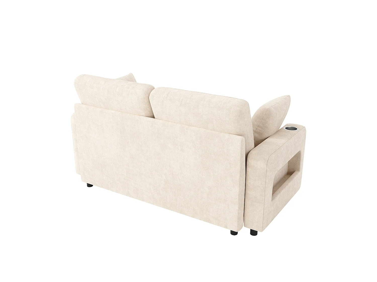 Parrot Uncle Canapé convertible 2 places avec LED, USB/Type-C, rangements et porte-gobelets, 141,5x131x83,5 cm, beige