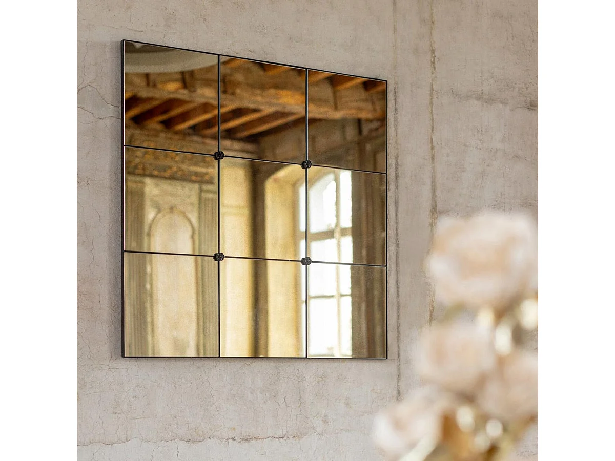 Miroir Mural Carré Antique "Orson" 90cm Noir
