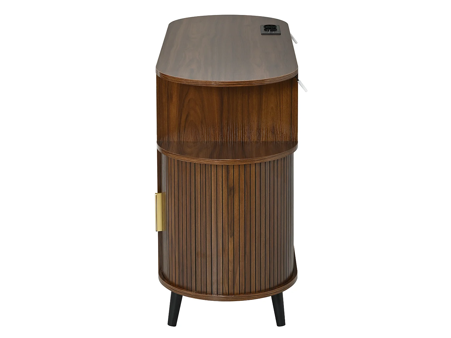 Parrot Uncle Buffet avec portes coulissantes, 110 x 40 x 76 cm, effet noyer, rangement, pieds en métal, style scandinave