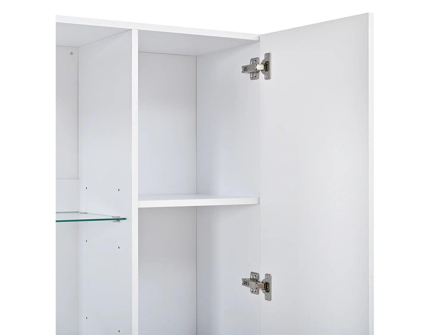 Parrot Uncle Vitrine LED 80x35x180 cm, 4 portes en verre, 8 compartiments, blanc brillant, meuble de rangement