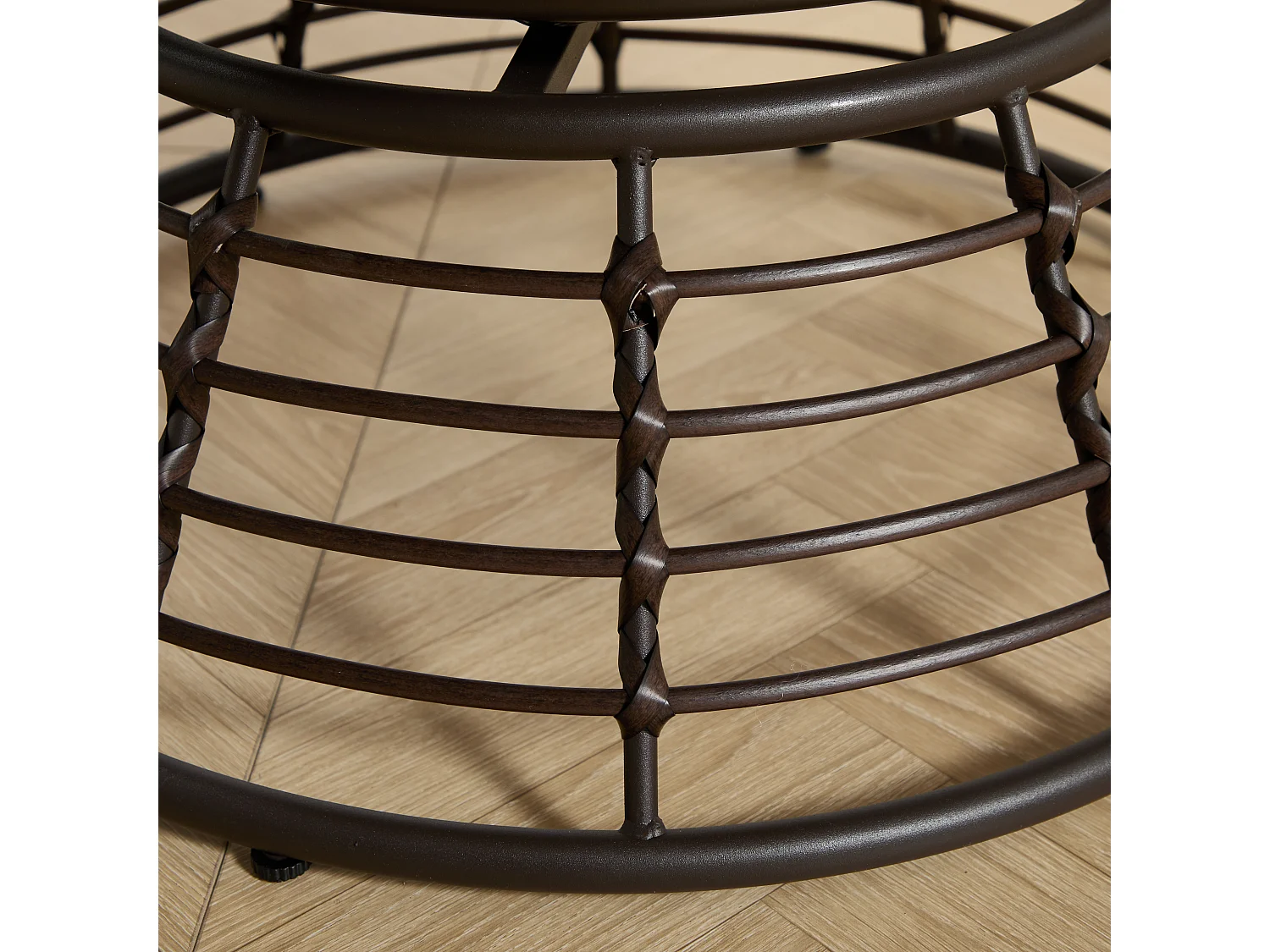 Parrot Uncle Fauteuil Papasan pivotant 360° en rotin, coussin épais beige, cadre marron, style cocon