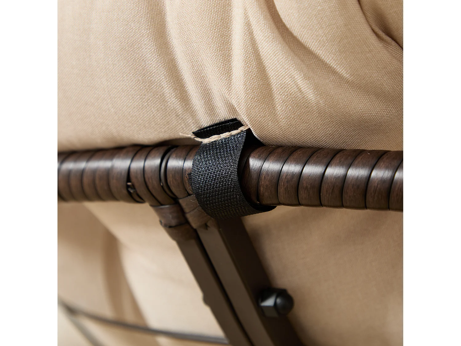 Parrot Uncle Fauteuil Papasan pivotant 360° en rotin, coussin épais beige, cadre marron, style cocon