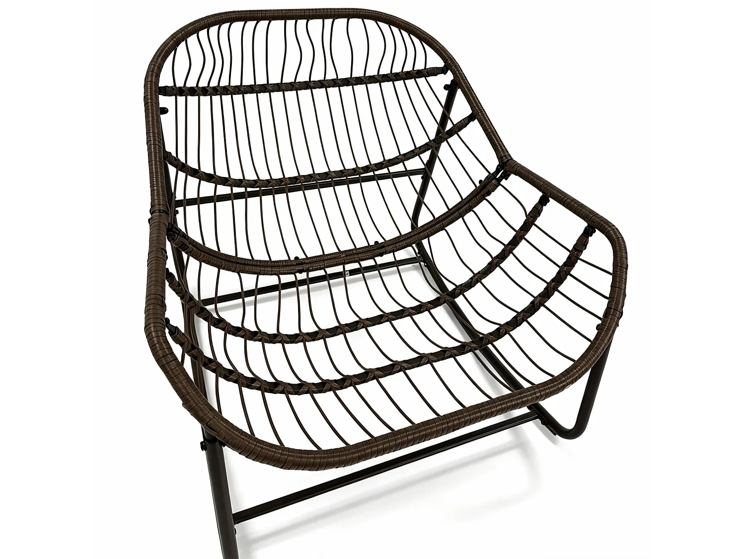 Parrot Uncle Fauteuil à bascule œuf en rotin avec coussin épais, 78 x 106 x 90 cm, gris foncé, intérieur & extérieur