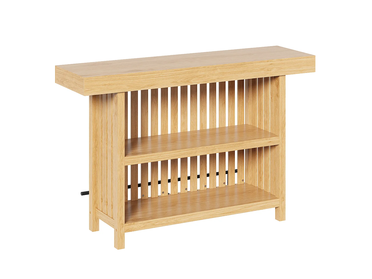 Parrot Uncle Table haute de bar avec rangement et repose-pieds, 160 x 40 x 105 cm, bois clair, style moderne