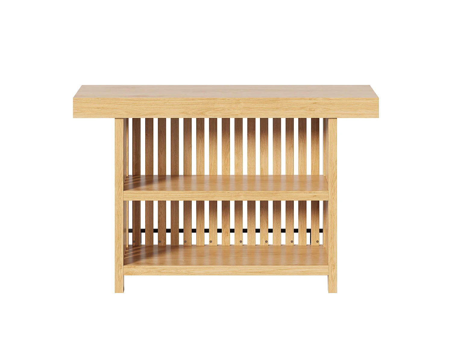 Parrot Uncle Table haute de bar avec rangement et repose-pieds, 160 x 40 x 105 cm, bois clair, style moderne