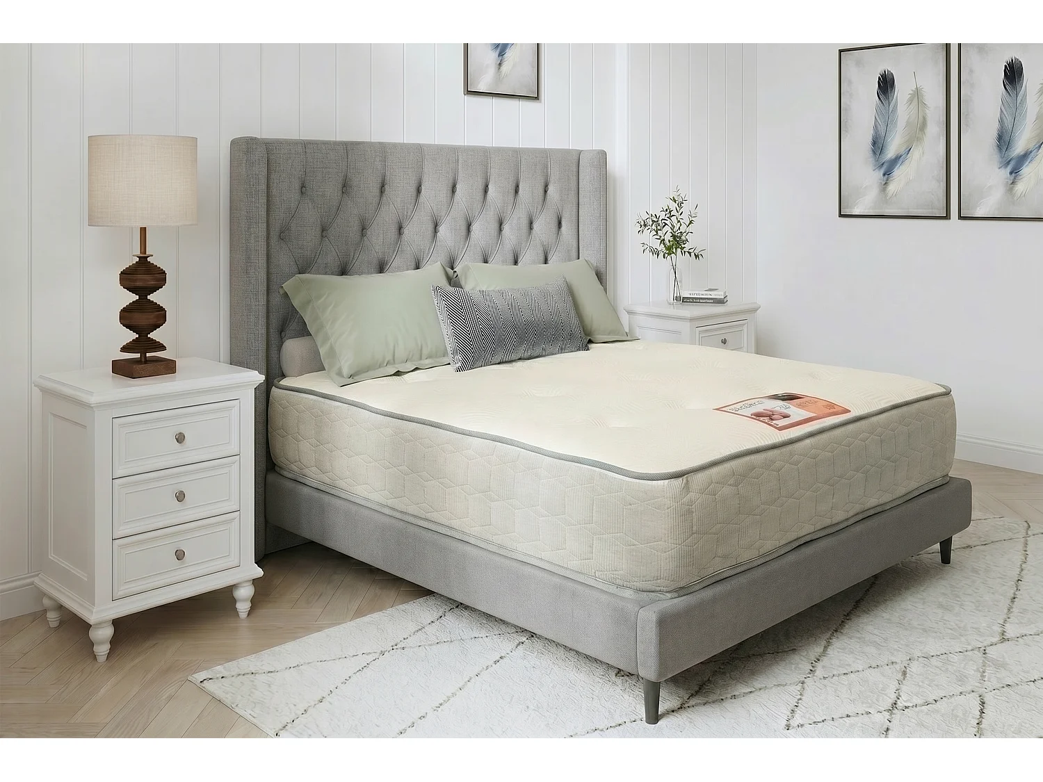 Knight Sleep Premium Hybrid 25 cm Deep Bonnell Sprung Memory Tufted Dual Sided  King Size Mattress - 5FT