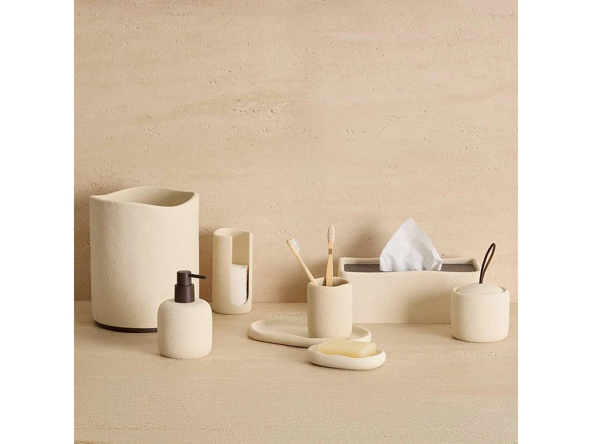 Poubelle de Salle de Bain en Résine "Olea" 5L Beige
