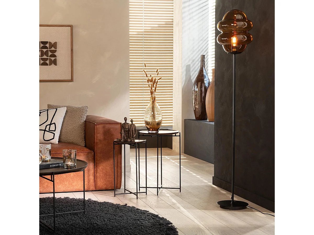 Lampadaire en Verre "Cuillere Miel" 160cm Marron