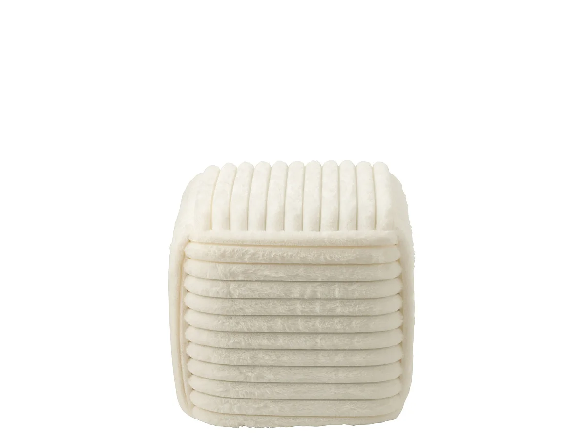 Pouf Carré Côtelé "Nuage" 45cm Blanc