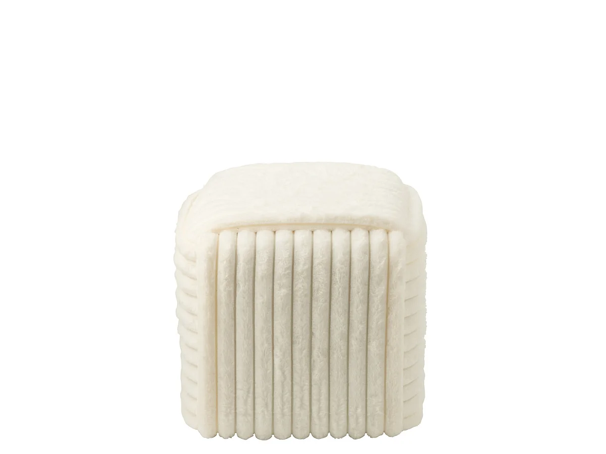 Pouf Carré Côtelé "Nuage" 45cm Blanc