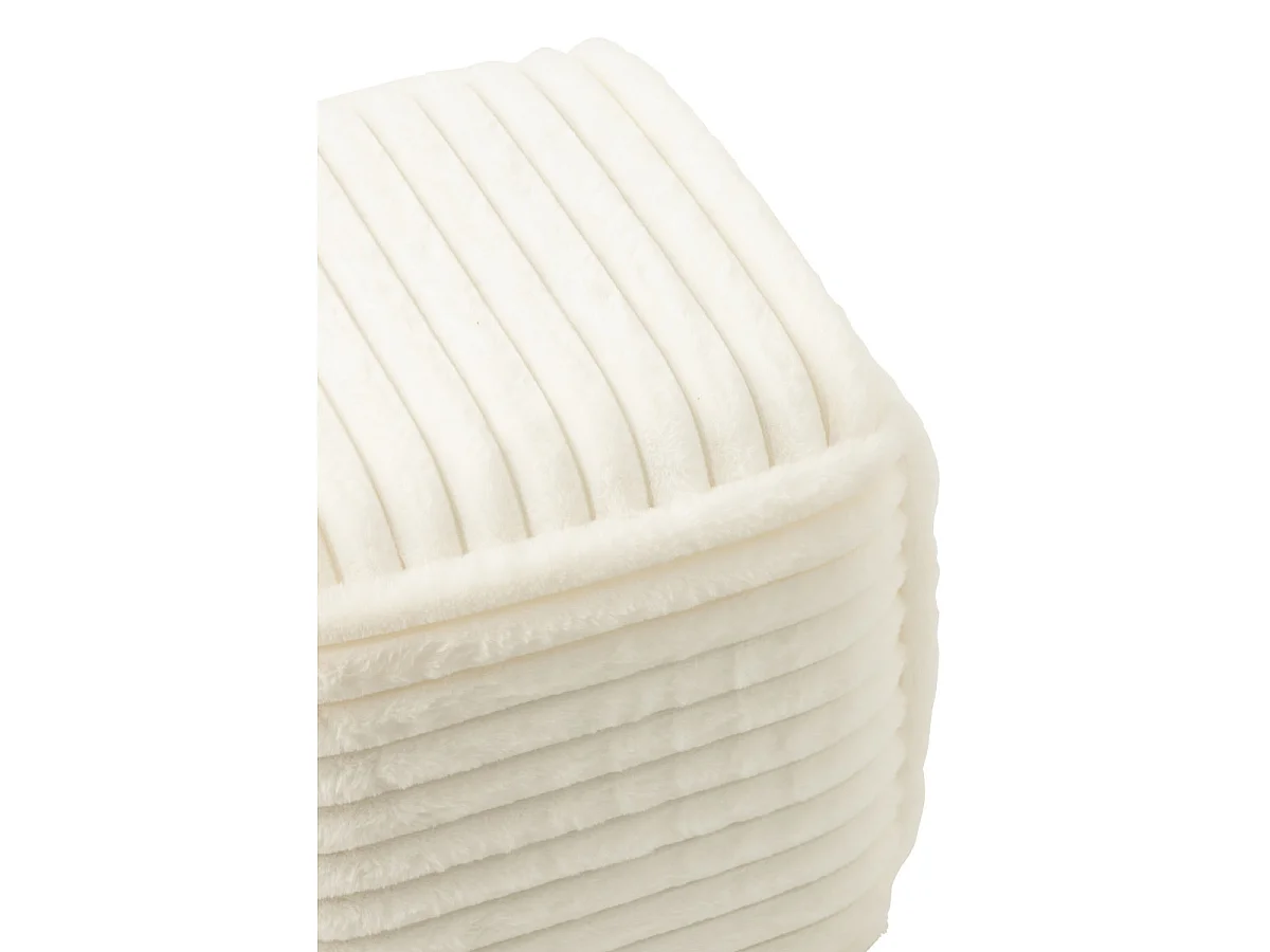 Pouf Carré Côtelé "Nuage" 45cm Blanc
