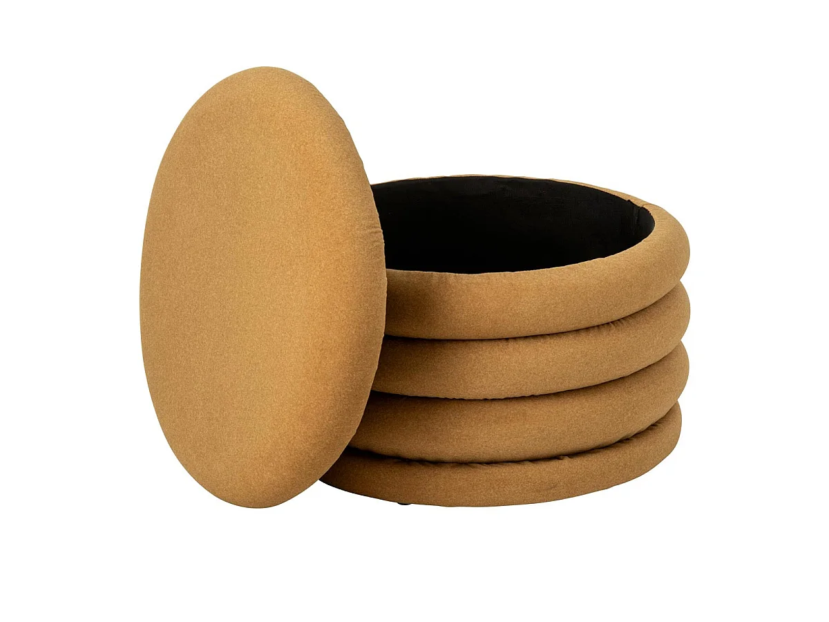 Pouf Coffre Côtelé "Mich" 59cm Ocre