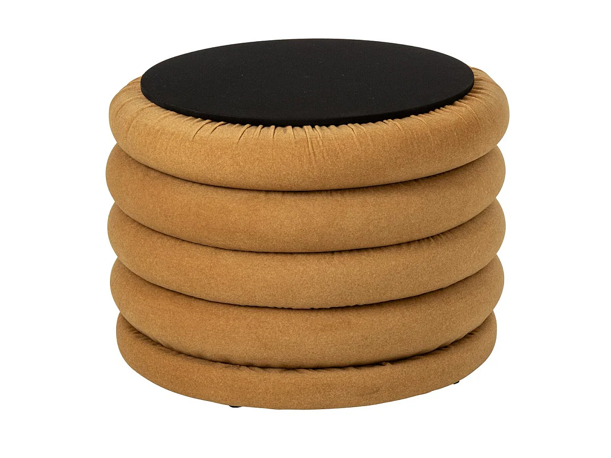 Pouf Coffre Côtelé "Mich" 59cm Ocre