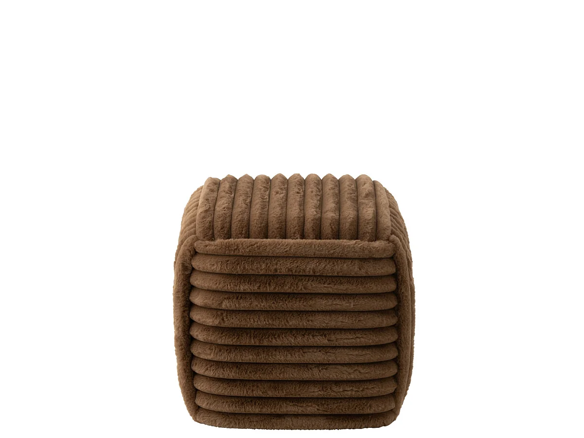 Pouf Carré Côtelé "Nuage" 45cm Marron