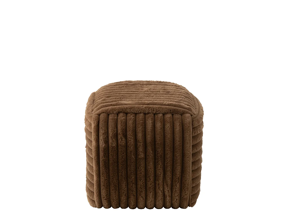 Pouf Carré Côtelé "Nuage" 45cm Marron