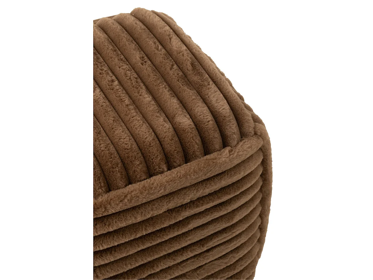 Pouf Carré Côtelé "Nuage" 45cm Marron