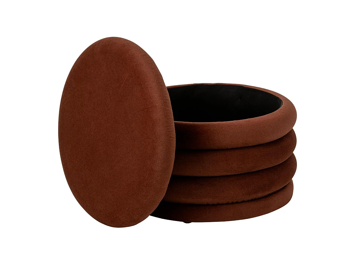 Pouf Coffre Côtelé "Mich" 59cm Rouille