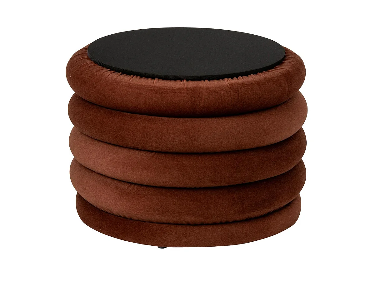 Pouf Coffre Côtelé "Mich" 59cm Rouille