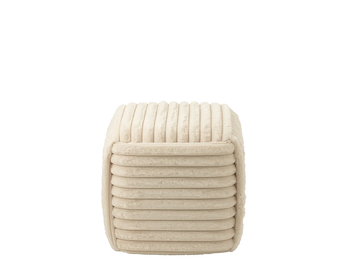 Pouf Carré Côtelé "Nuage" 45cm Beige