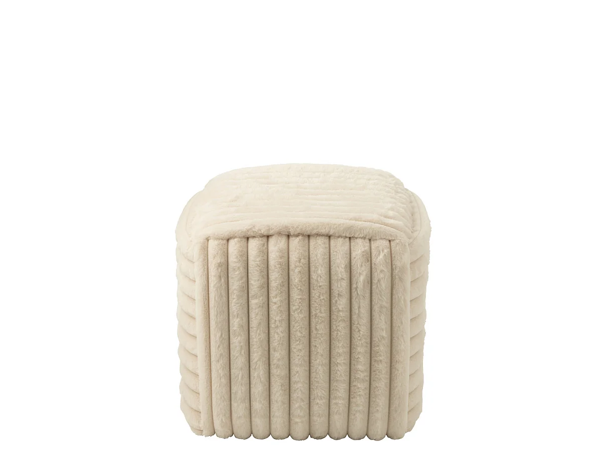 Pouf Carré Côtelé "Nuage" 45cm Beige