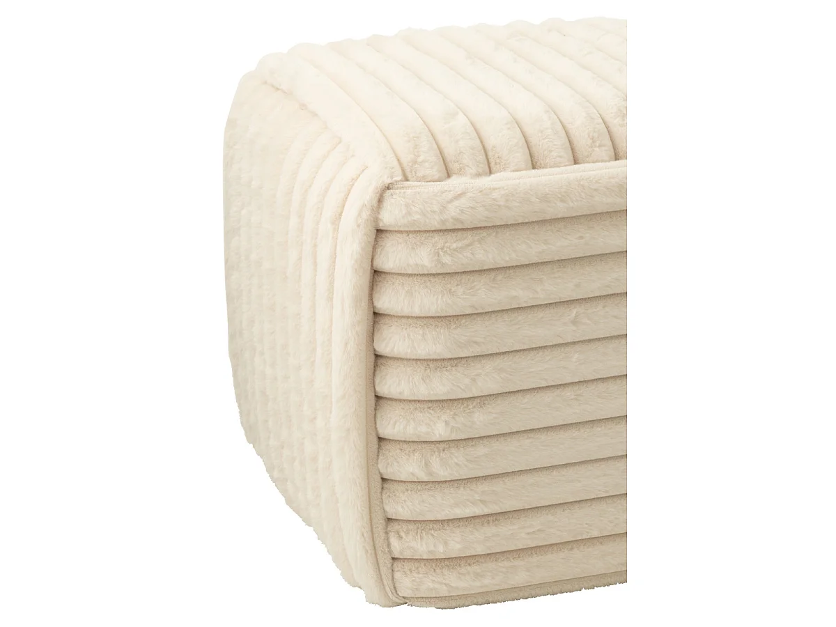 Pouf Carré Côtelé "Nuage" 45cm Beige