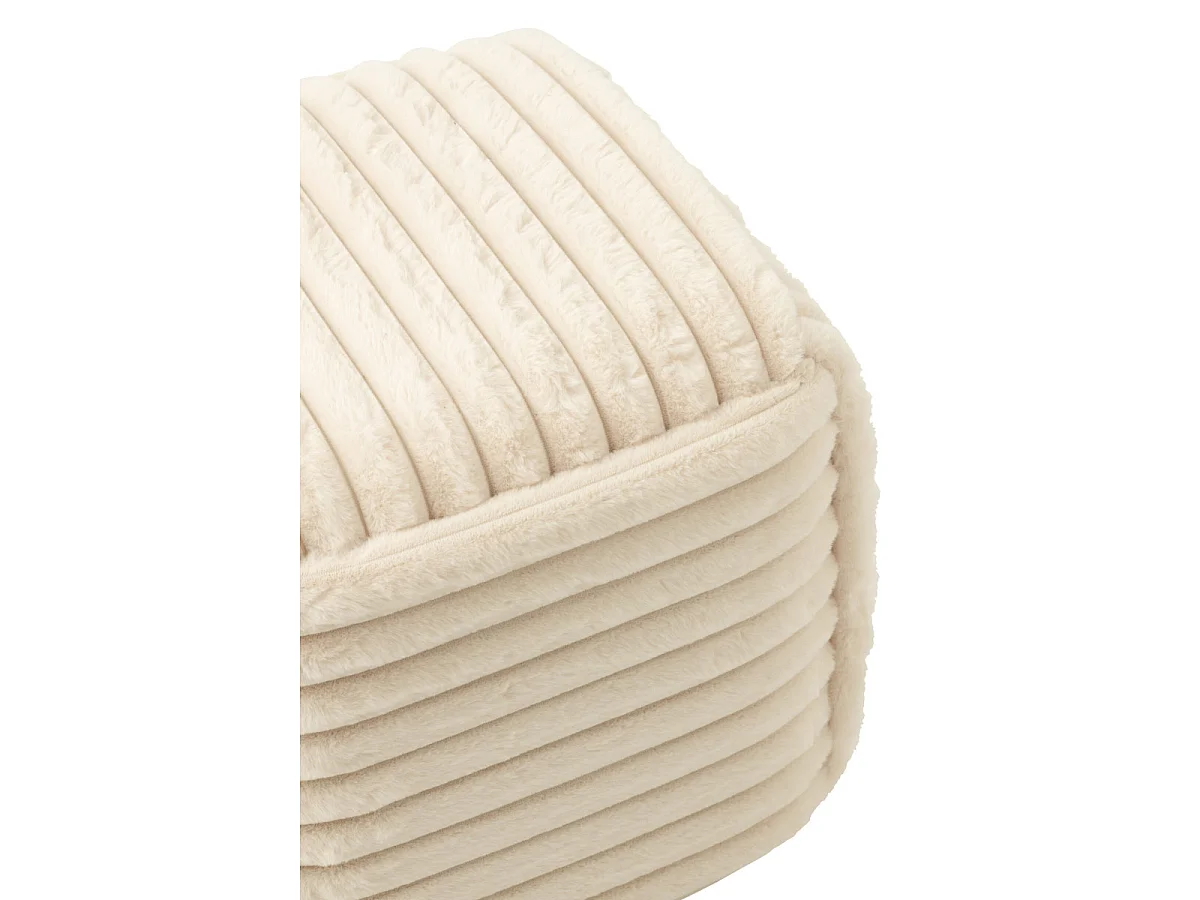 Pouf Carré Côtelé "Nuage" 45cm Beige