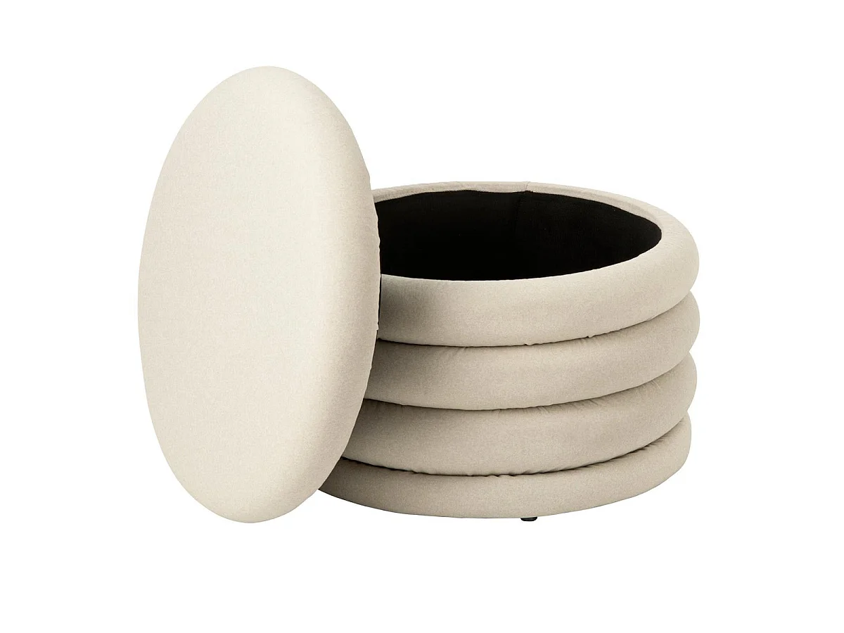Pouf Coffre Côtelé "Mich" 59cm Écru