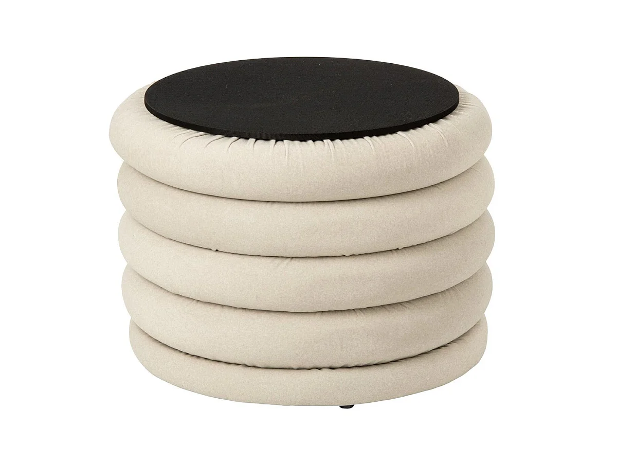 Pouf Coffre Côtelé "Mich" 59cm Écru