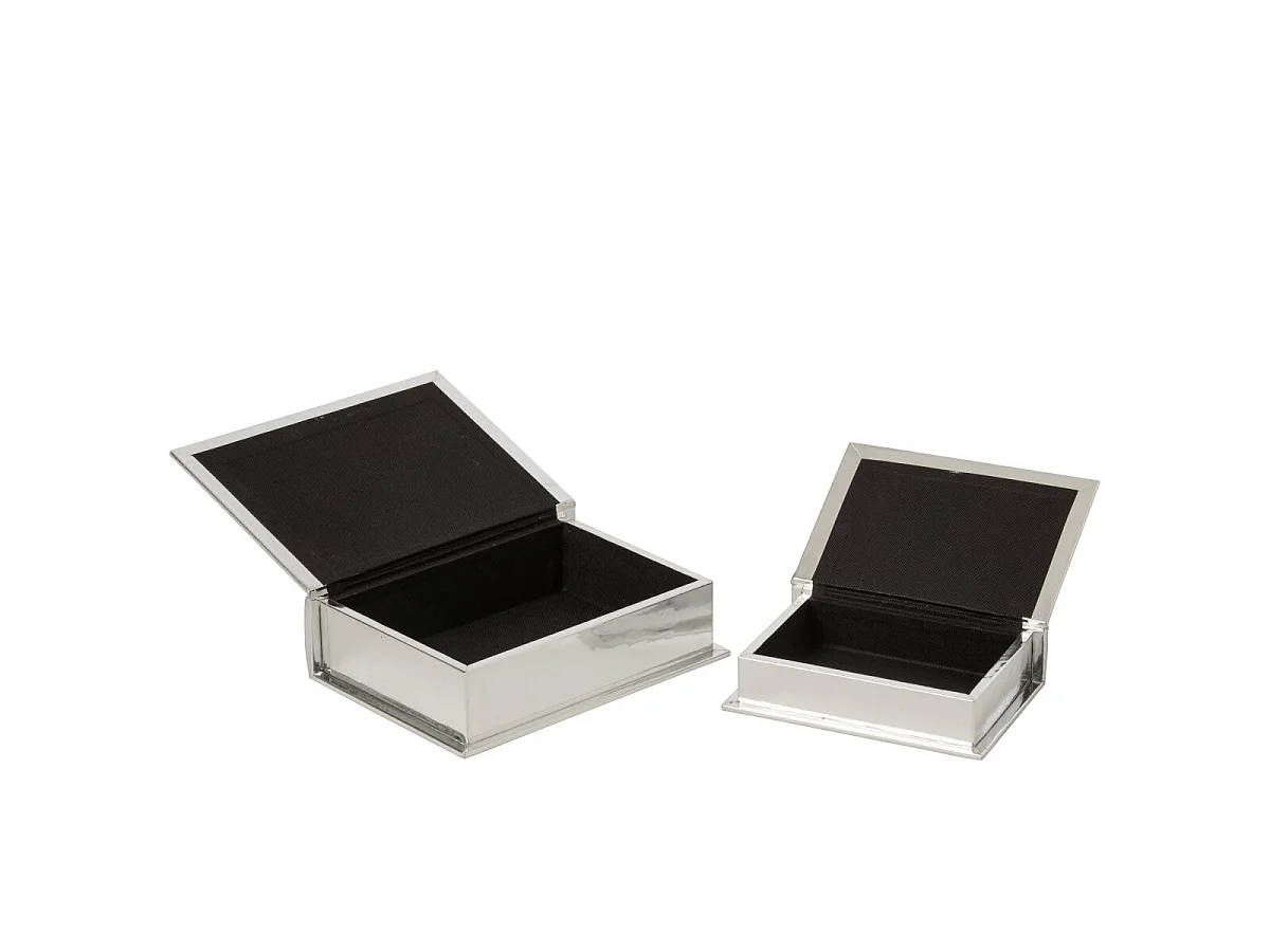 Lot de 2 Boîtes Déco Livre "Romy" 28cm Argent