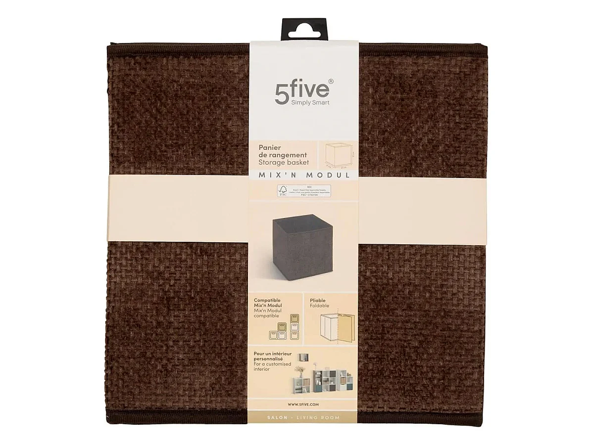 Boîte de Rangement Pliable "Velvy" 31x31cm Chocolat