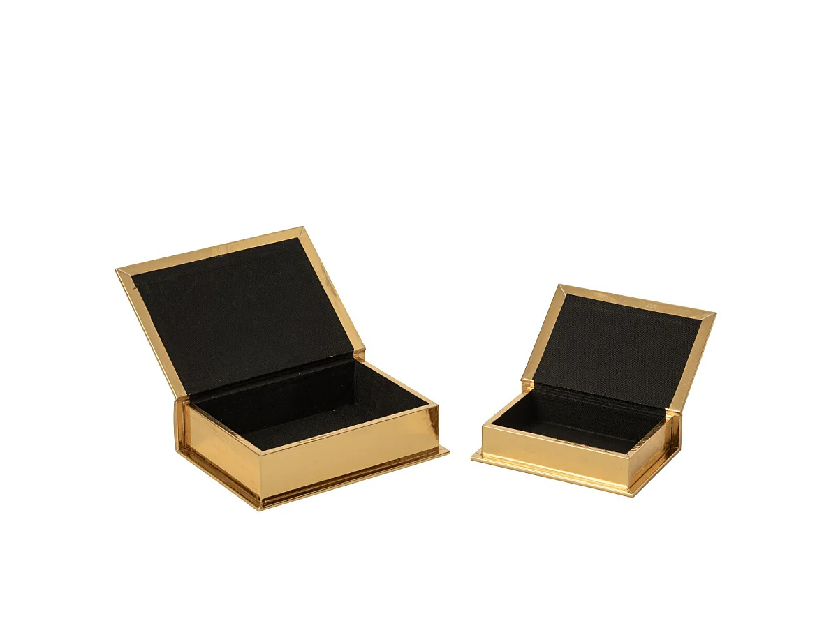 Lot de 2 Boîtes Déco Livre "Romy" 28cm Doré