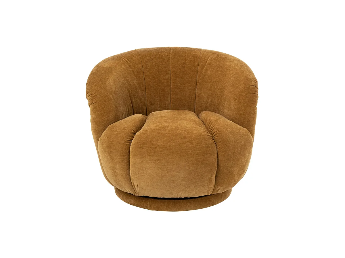 Fauteuil Pivotant en Tissu "Macaron" 87cm Moutarde