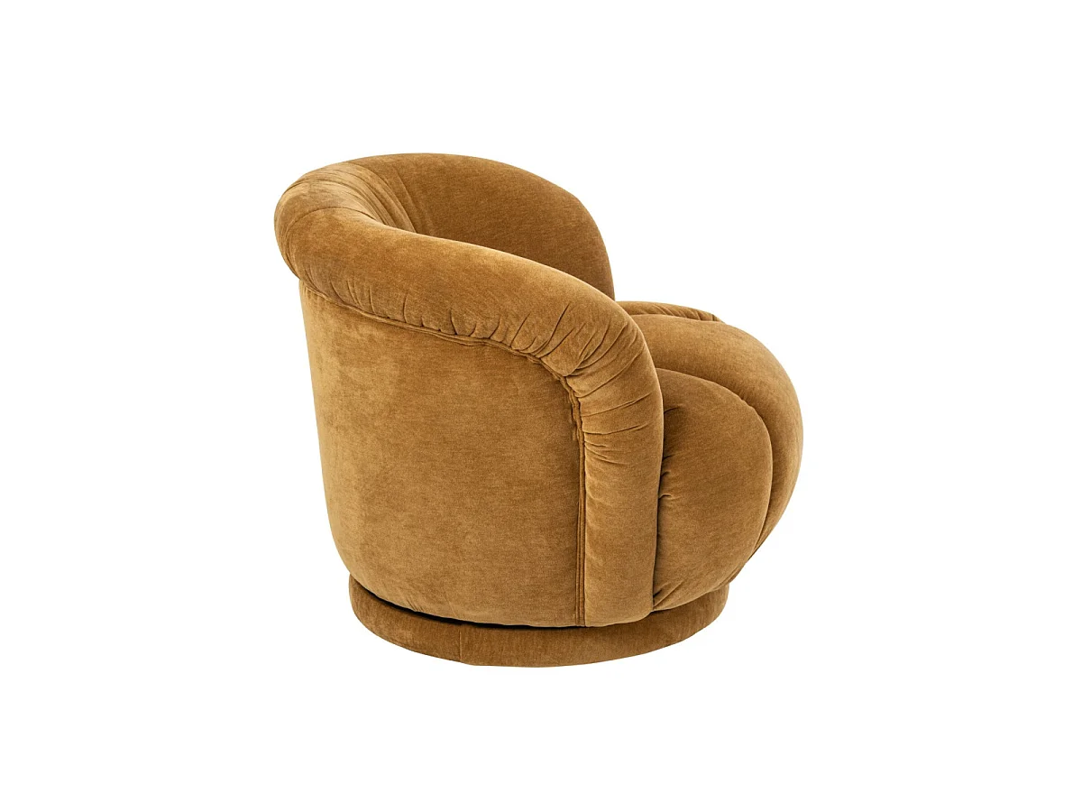 Fauteuil Pivotant en Tissu "Macaron" 87cm Moutarde