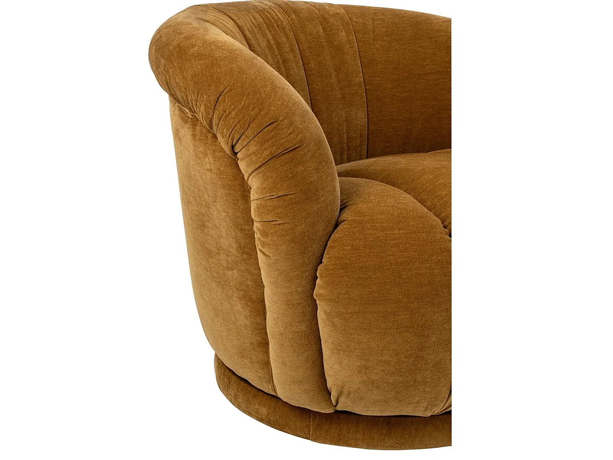 Fauteuil Pivotant en Tissu "Macaron" 87cm Moutarde