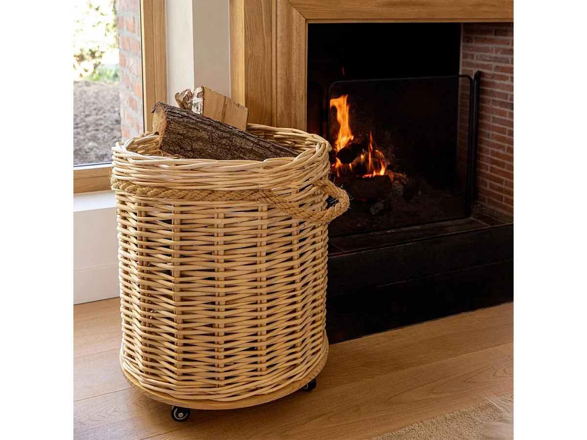Lot de 2 Cache-Pots sur Roulettes "Wim" 66cm Beige