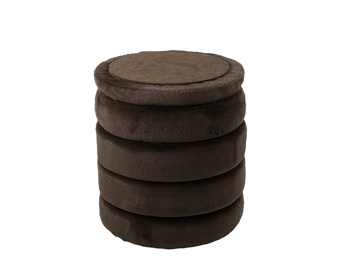 Pouf Coffre Imitation Fourrure "Cotton" 47cm Marron