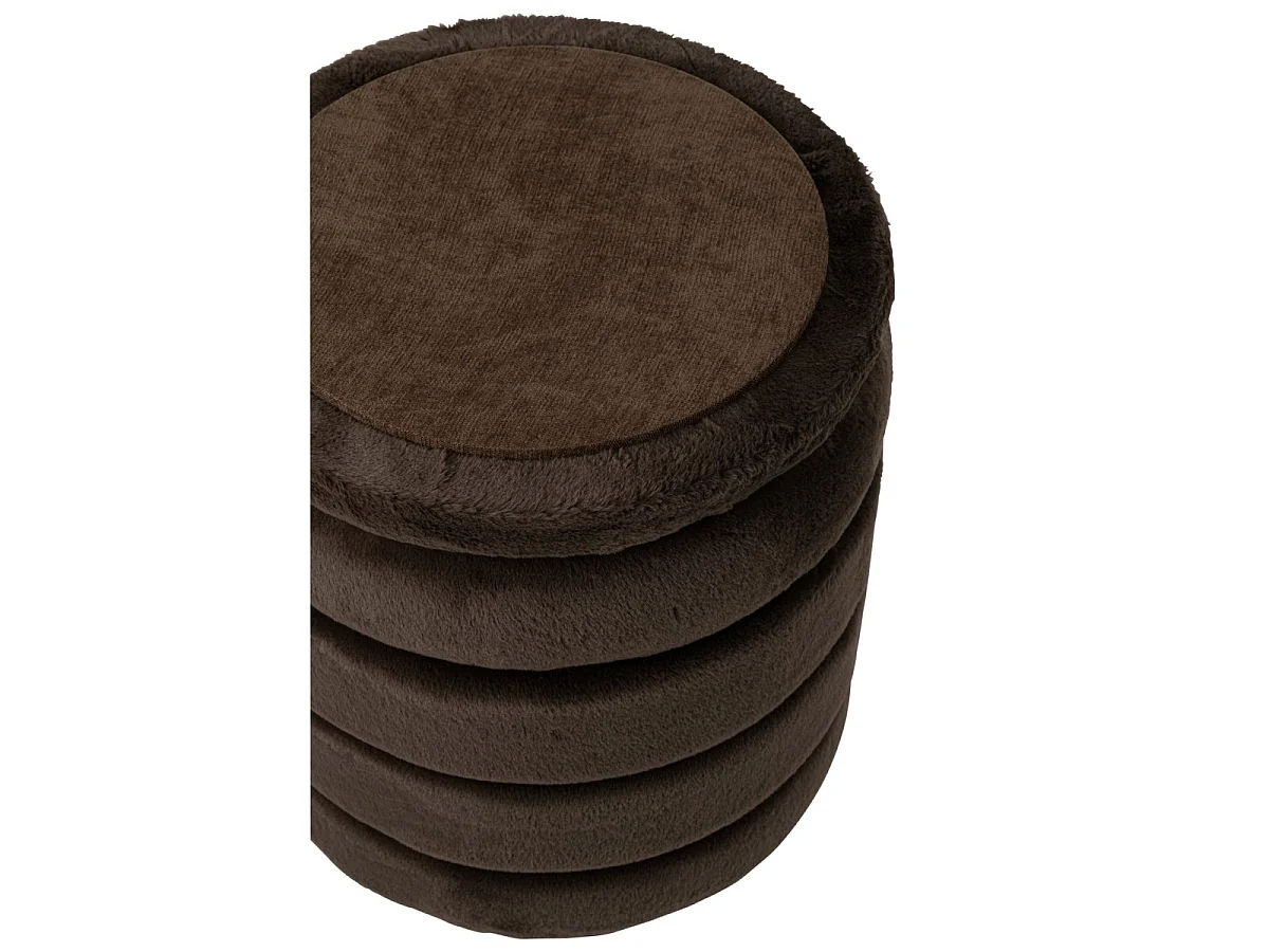 Pouf Coffre Imitation Fourrure "Cotton" 47cm Marron