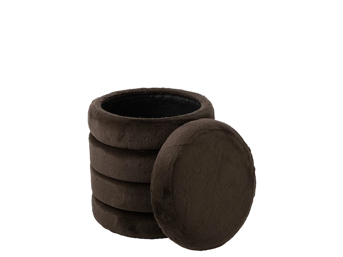 Pouf Coffre Imitation Fourrure "Cotton" 47cm Marron