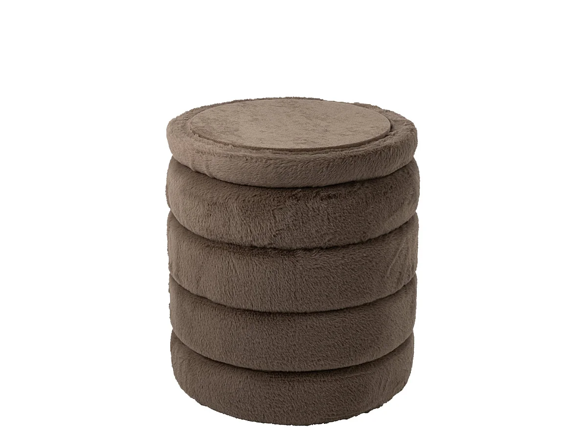Pouf Coffre Imitation Fourrure "Cotton" 47cm Taupe
