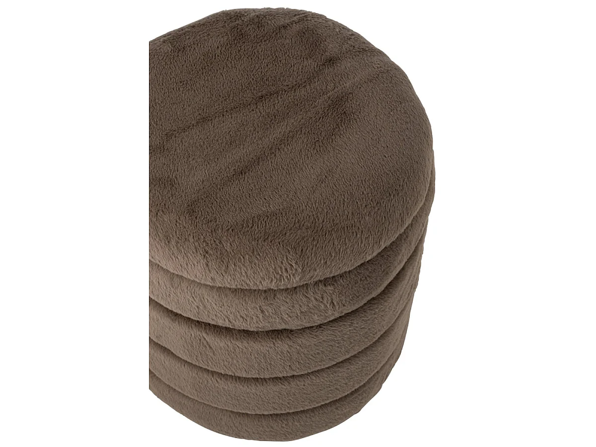 Pouf Coffre Imitation Fourrure "Cotton" 47cm Taupe