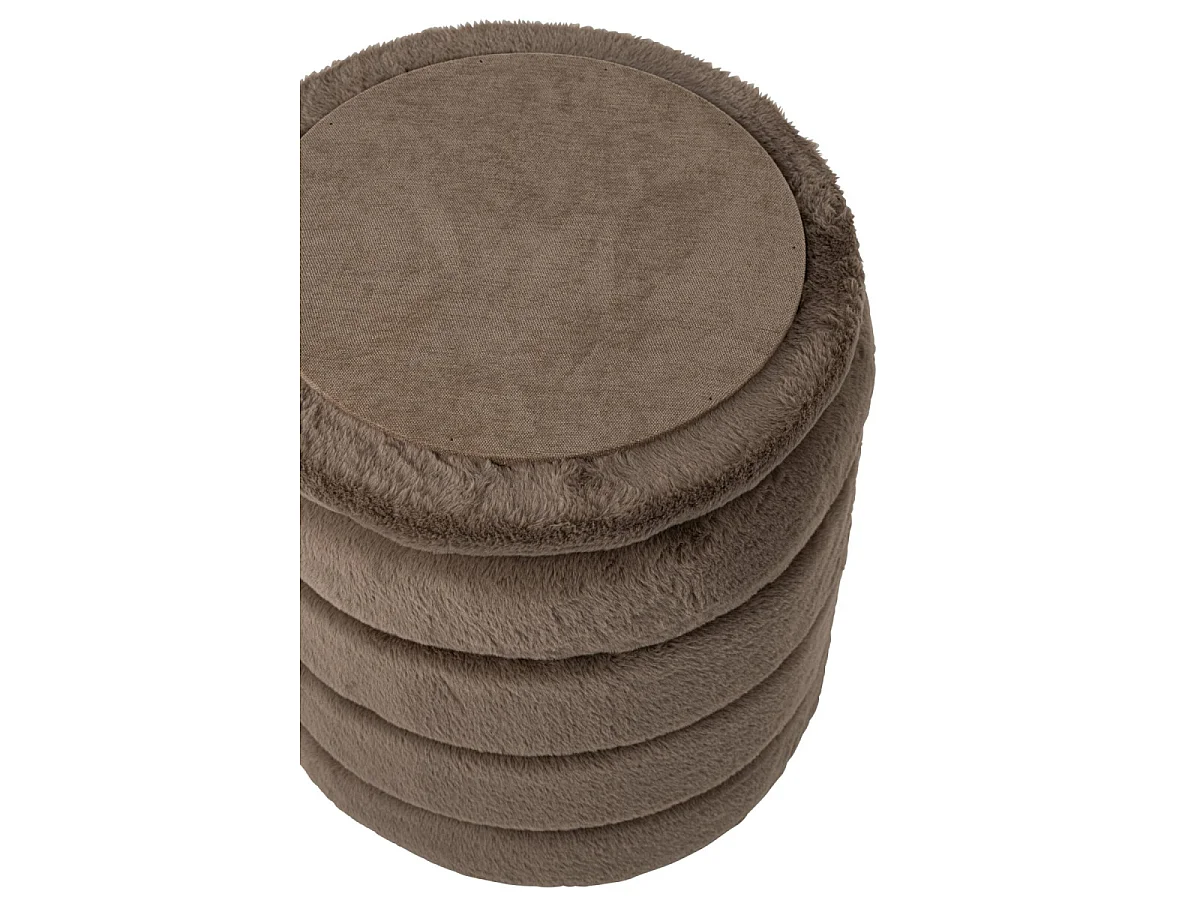 Pouf Coffre Imitation Fourrure "Cotton" 47cm Taupe
