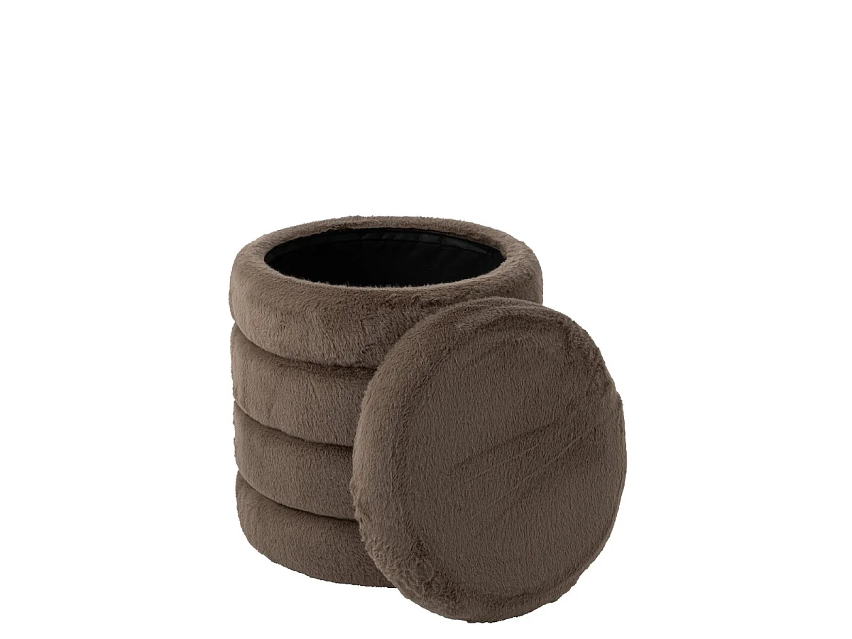Pouf Coffre Imitation Fourrure "Cotton" 47cm Taupe