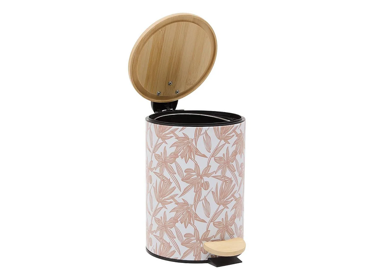 Poubelle à Pédale Imprimée "Bloom" 3L Rose