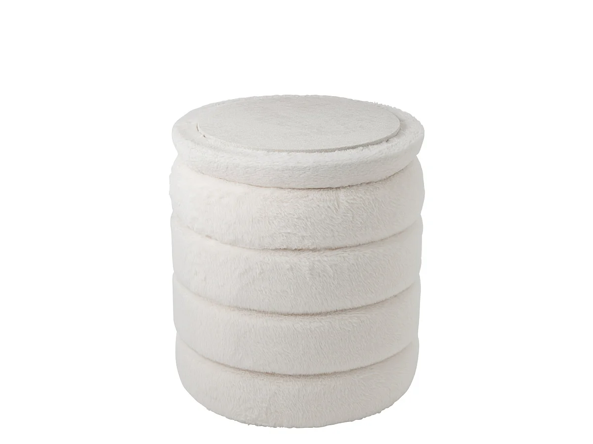 Pouf Coffre Imitation Fourrure "Cotton" 47cm Blanc
