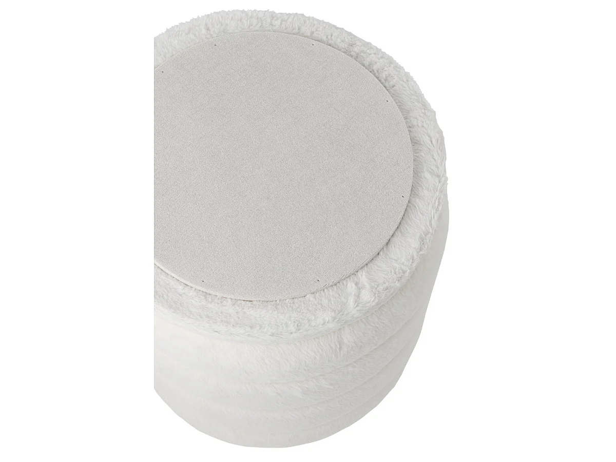 Pouf Coffre Imitation Fourrure "Cotton" 47cm Blanc