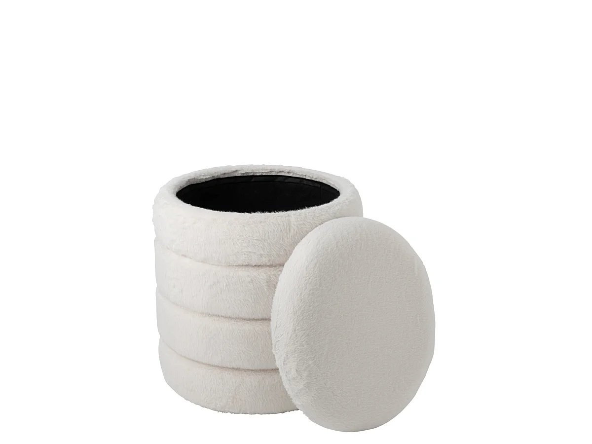 Pouf Coffre Imitation Fourrure "Cotton" 47cm Blanc